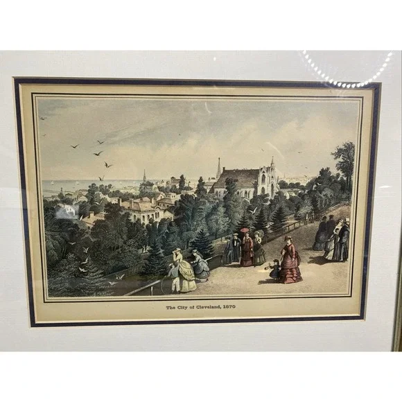 1870 Antique COLOR Print  / CITY OF CLEVELAND, OHIO - Picture 2 of 9